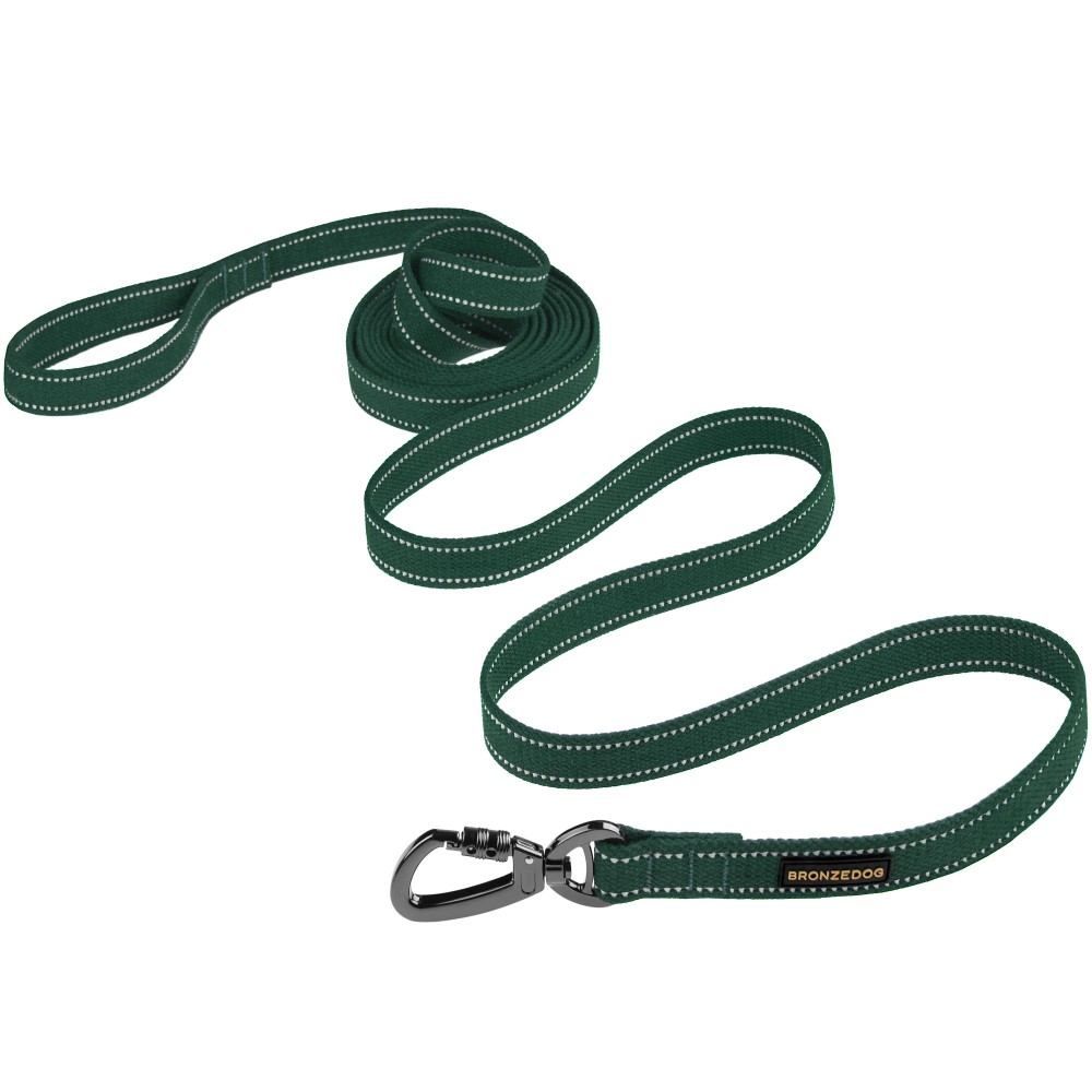 Bronzedog Cotton Поводок для собак брезентовий з карабіном на замку зелений 60205Б / Т  -  Повідець для собак -    