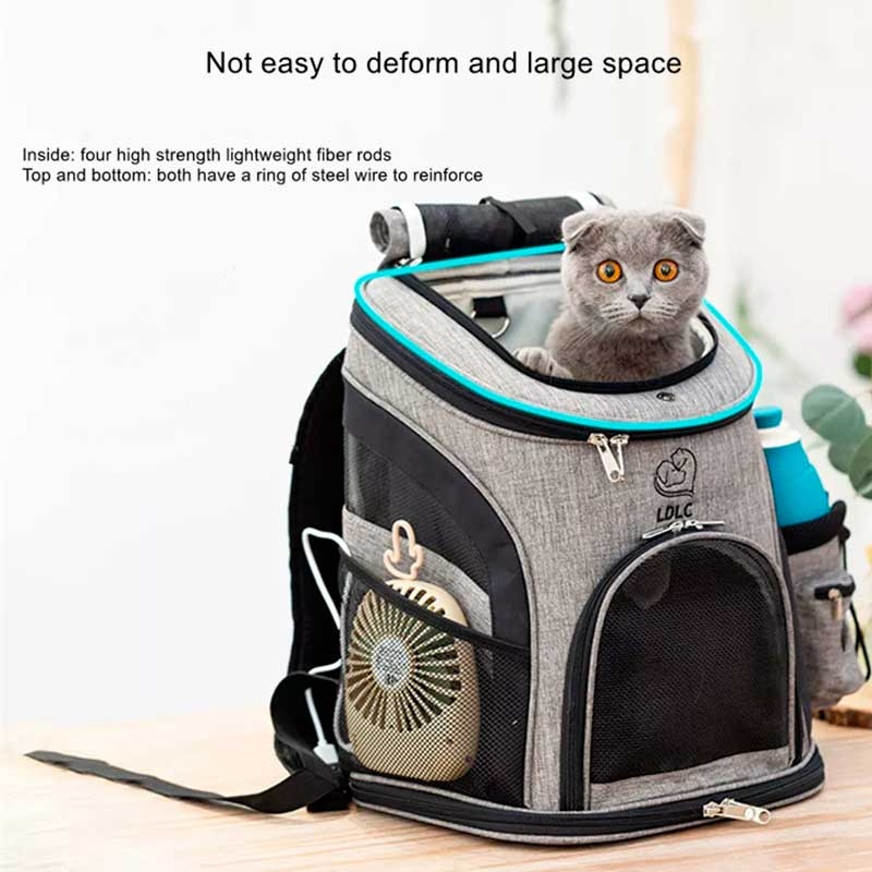 Рюкзак квадрат з сіткою тканина 40х42х32 см сірий  -  Сумки і перенесення для кішок - Інші     