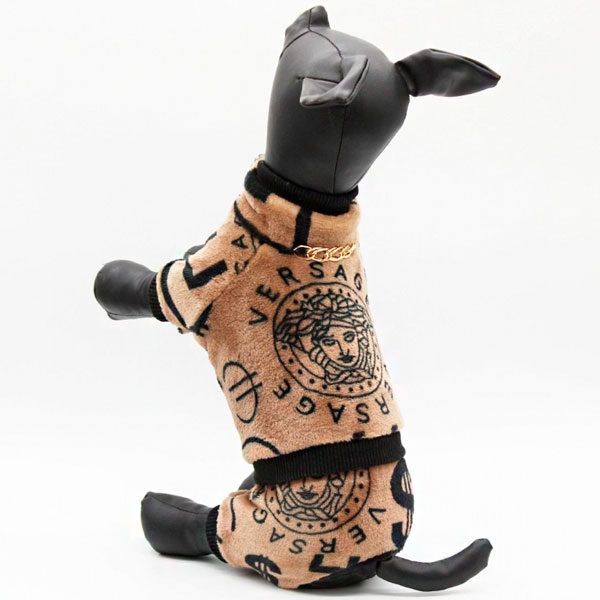 Комбинезон Версаче коричневый махра (девочка)  -  Одежда для собак -   Материал: Махра  