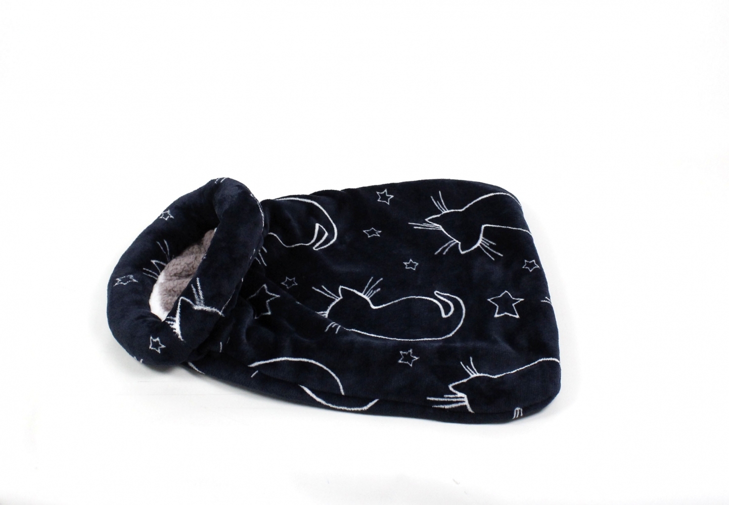 Спальник Кіт велсофт, овчина 64*62 см.  -  Будиночки, лежанки для кішок -   Вид З будиночком  