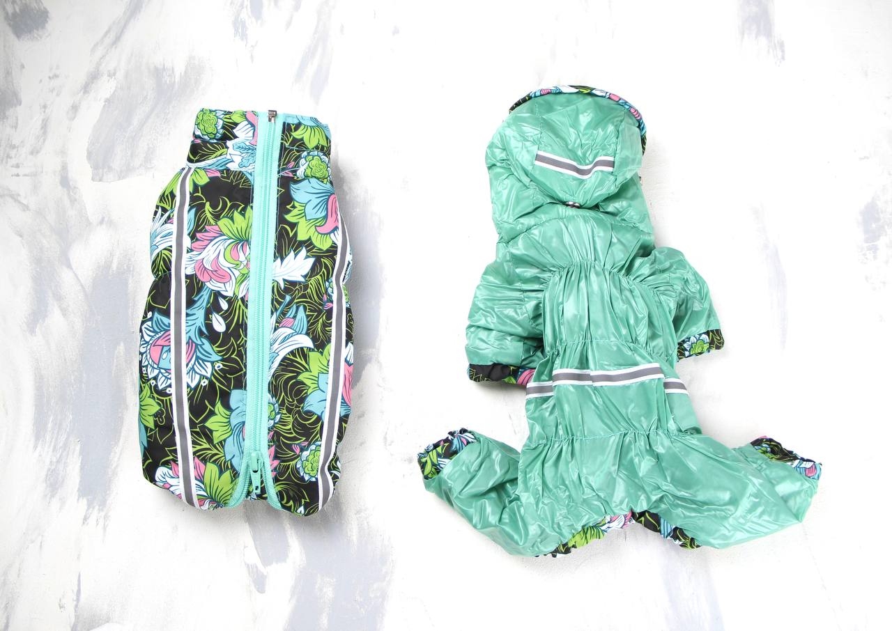 Набор Фрезия жилет силикон + комбинезон велсофт зеленый (девочка)  -  Одежда для собак -   Материал: Силикон  