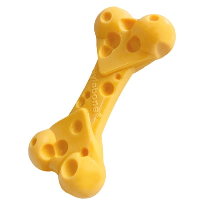 Nylabone Extreme Chew Cheese Bone, Нілабон сирна кісточка жувальна іграшка для собак, смак сиру, M  - Игрушки для собак