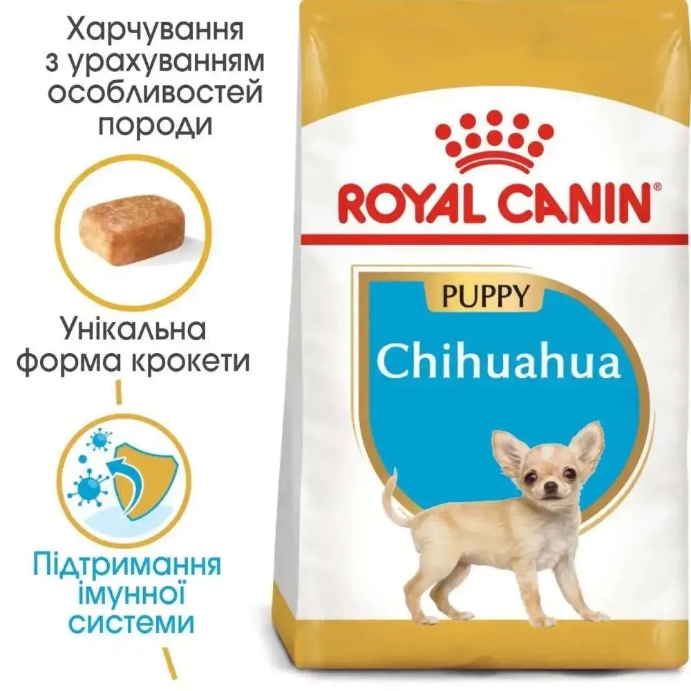 АКЦІЯ Royal Canin Chihuahua Puppy набір корму для цуценят 1,5 кг + 4 паучі  -  Сухий корм для собак -   Для порід Чихуахуа  