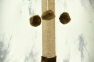 Когтеточка для кошек джутовая Арлекин основа 37*37 см, столб h67 см, 3 шара с игрушкой на пружине 6