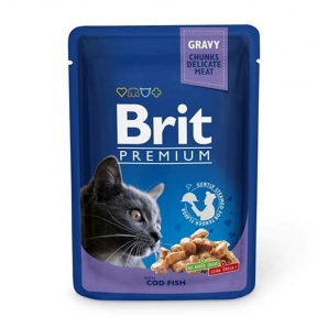 Brit Premium Cat pouch влажный корм для котов с треской 100г