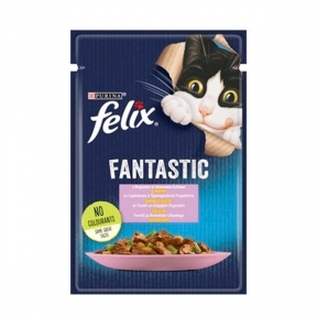Felix Fantastic влажный корм для котов с форелью и зелеными бобами в желе, 85 г