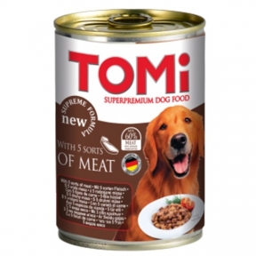 TOMi 5 Kinds of Meat 5 видів м'яса Вологий корм для собак, консерви 400г 