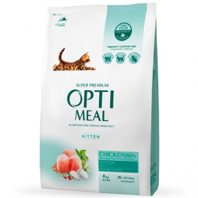 Акція! OptiMeal Kitten Chicken Сухий корм для кошенят з куркою, 200 г + 100 г