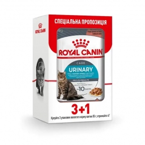 АКЦИЯ Royal Canin Urinary Care Gravy pouch Влажный корм для кошек для поддержания здоровья мочевыделительной системы с домашней птицей 3+1 по 85 г