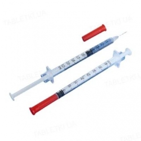Шприц инсулиновый 1 мл U-100 Ayset 3-х компонентный со съемной иглой 26G (0,45 x 13 мм), 1 штука