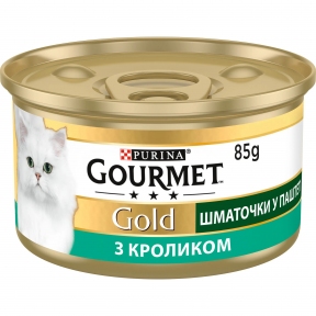 АКЦІЯ Gourmet Gold Шматочки в паштеті вологий корм із кроликом для кішок 85 гр