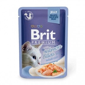 Brit Premium Cat pouch влажный корм для кошек филе лосося в желе 85г