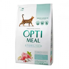 Optimeal ЗИ корм для стерилизованных кошек индейка и овес 1,5кг 364713