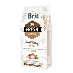 Brit Fresh Turkey&Pea Light Fit&Slim Adult Гипоаллергенный корм для собак с избыточным весом с индейкой и горошком 2,5 кг + консерва Brit Fresh Dog 400 г