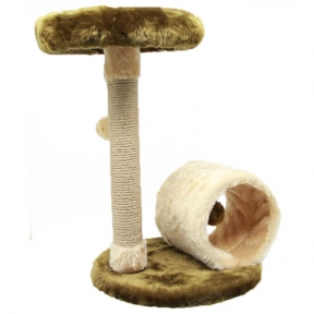 Соня дряпка для котов основа и лежак d37см плюшевый валик с 2 игрушками серо-коричневая