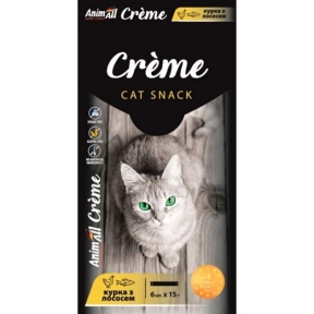 Ласощі Creme AnimAll Cat Snack з куркою та лососем для котів 6 стиків по 15 г