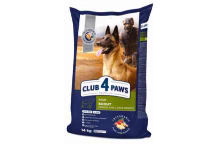 Club 4 paws Scout (Клуб 4 лапи Скаут) корм для робочих собак великих і середніх порід