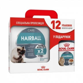 АКЦІЯ Royal Canin Hairball Care сухий корм для кішок для виведення вовни зі шлунка 2 кг + 12 паучів