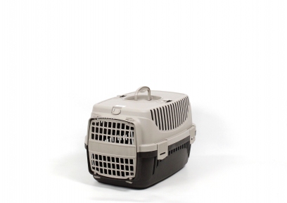 Переноска пластикова коричнево-бежева, 48х32х30 см