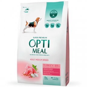 Акция! OptiMeal Turkey Medium Adult Dog Сухой корм для собак средних пород с индейкой, 1,5 кг