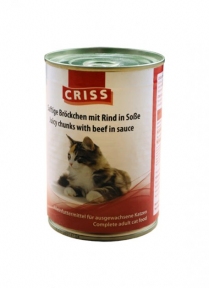 Criss консервы для кошек сочные кусочки говядины 415гр 6025/114137