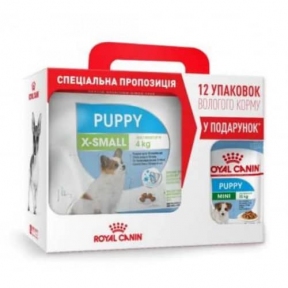 Акція сухий корм Royal Canin Xsmall Puppy 3кг + 12 павучів в подарунок