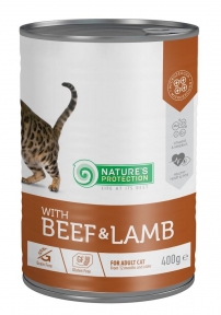 Nature's Protection Cat adult with beef & lamb  complete pet food with beef adult cats говядина и ягненок корм с  для взрослых кошек 400гр.