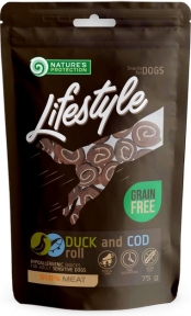 Лакомство Nature's Protection Lifestyle snacks for dogs, duck and cod rolls для собак, рулеты из утки и трески, 75 гр. 