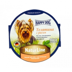 Консервы Happy Dog - для собак с телятиной и рисом в паштете 85г