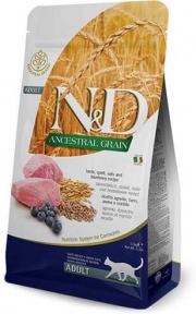 Farmina N&D Low Grain Cat Adult Lamb & Blueberry Фармина Низкозерновой сухой корм с ягненком и черникой для взрослых котов и кошек 300 гр