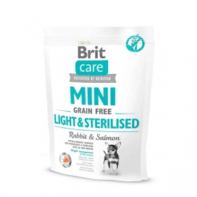 Brit Care GF Mini Light&Sterilised Гипоаллергенный корм для стерилизованных собак мелких пород с лососем и кроликом