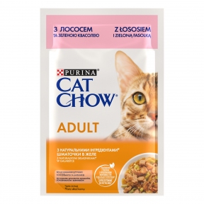 АКЦИЯ Purina CAT CHOW Adult С лососем и зеленым горошком в желе влажный корм для кошек 85 г