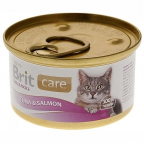 Brit Care Cat консерва для котів з тунцем і лососем 80г