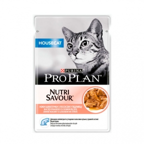 Pro Plan Nutrisavour Housecat Adult консерва для домашних кошек с лососем в соусе, 85 г