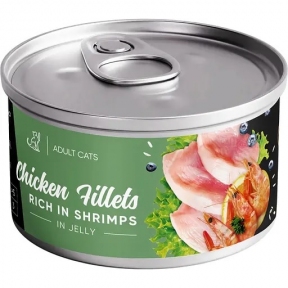 Влажный корм Savory Chicken Fillets rich in Shrimp in Jelly for Adult Cats для взрослых кошек филе курицы с креветками в желе 70 гр.