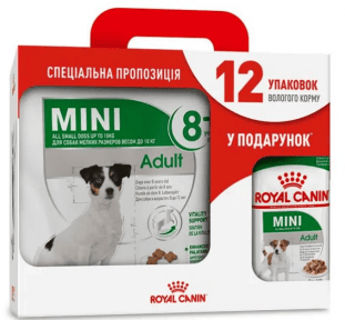 Акция Сухой корм Royal Canin Mini Adult 4кг + 12 паучей в подарок