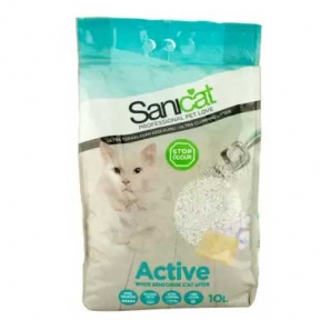 Sanicat active white наполнитель комкующийся бентонитовый белый без аромата