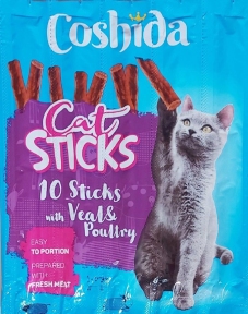 Coshida палички для котів телятина і птиця 10 шт по 5 гр