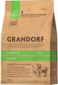 Grandorf Lamb&Turkey Mini  Ягненок и индейка сухой корм для взрослых собак мелких пород 1кг 