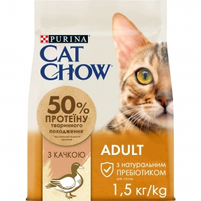 АКЦИЯ Cat Chow Adult сухой корм с уткой для взрослых кошек 1,5 кг