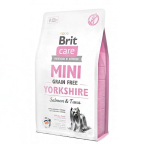 Brit Care GF Mini Yorkshire Гіпоалергенний корм для собак породи йоркширський тер'єр з лососем і тунцем 2 кг + 2 паучі Brit Care Dog Mini Fillets