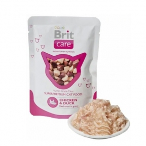 Brit Care Cat pouch влажный корм для котов с курицей и уткой