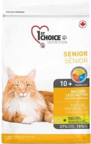 1st Choice Senior Mature Less Aktiv, курица рис, Сухой корм для пожилых или малоактивных котов 5.44 кг
