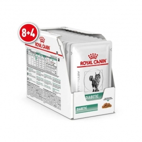 АКЦИЯ Royal Canin Diabetic Feline Pouches влажный корм для кошек при сахарном диабете 8+4 по 85 г