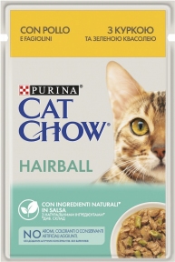 АКЦИЯ Purina Cat Chow Hairball с курицей и зеленой фасолью влажный корм для кошек 85 г