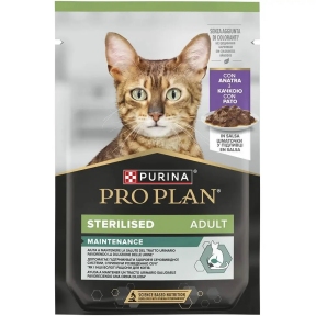 Purina Pro Plan Sterilised влажный корм для кошек после стерилизации, кусочки в соусе с уткой 85 г