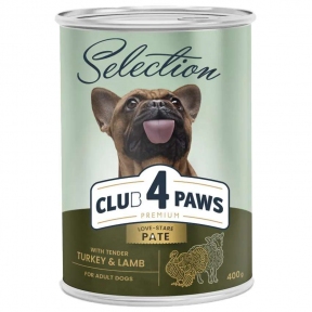 Club 4 Paws Premium Selection Вологий корм для дорослих собак, паштет з індичкою та ягням, 400 г