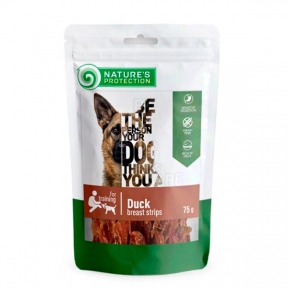 Лакомство для собак Nature's Protection Dog Snacks Duck Breast Strips полоски из утиной грудки, 75 г