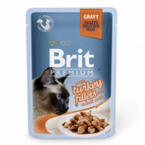 Brit Premium Cat pouch влажный корм для котов филе индейки в соусе