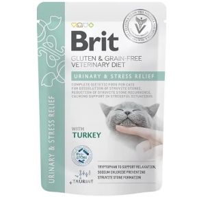 Влажный корм Brit VetDiet GF Urinary and Stress Relief для кошек с индейкой 85 гр.